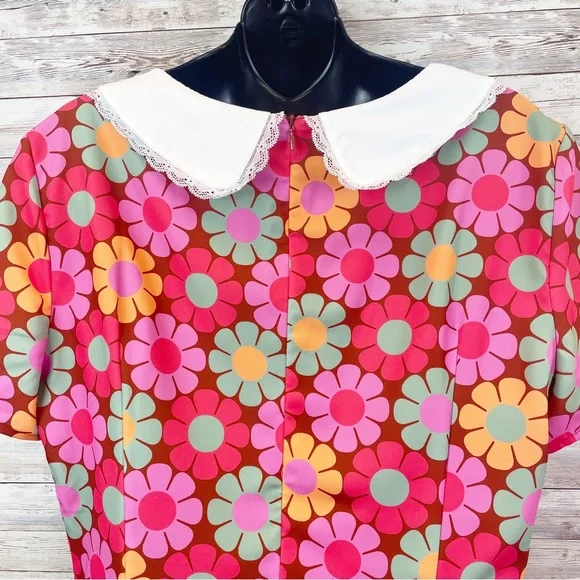 DOLLS KILL Sugar Thrillz Retro Floral Peter Pan Collar Mini Dress XXL - Picture 8 of 12